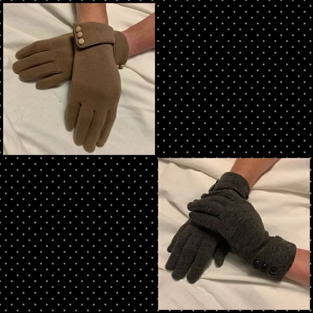 Two Sets of Typing Gloves Gray and Brown